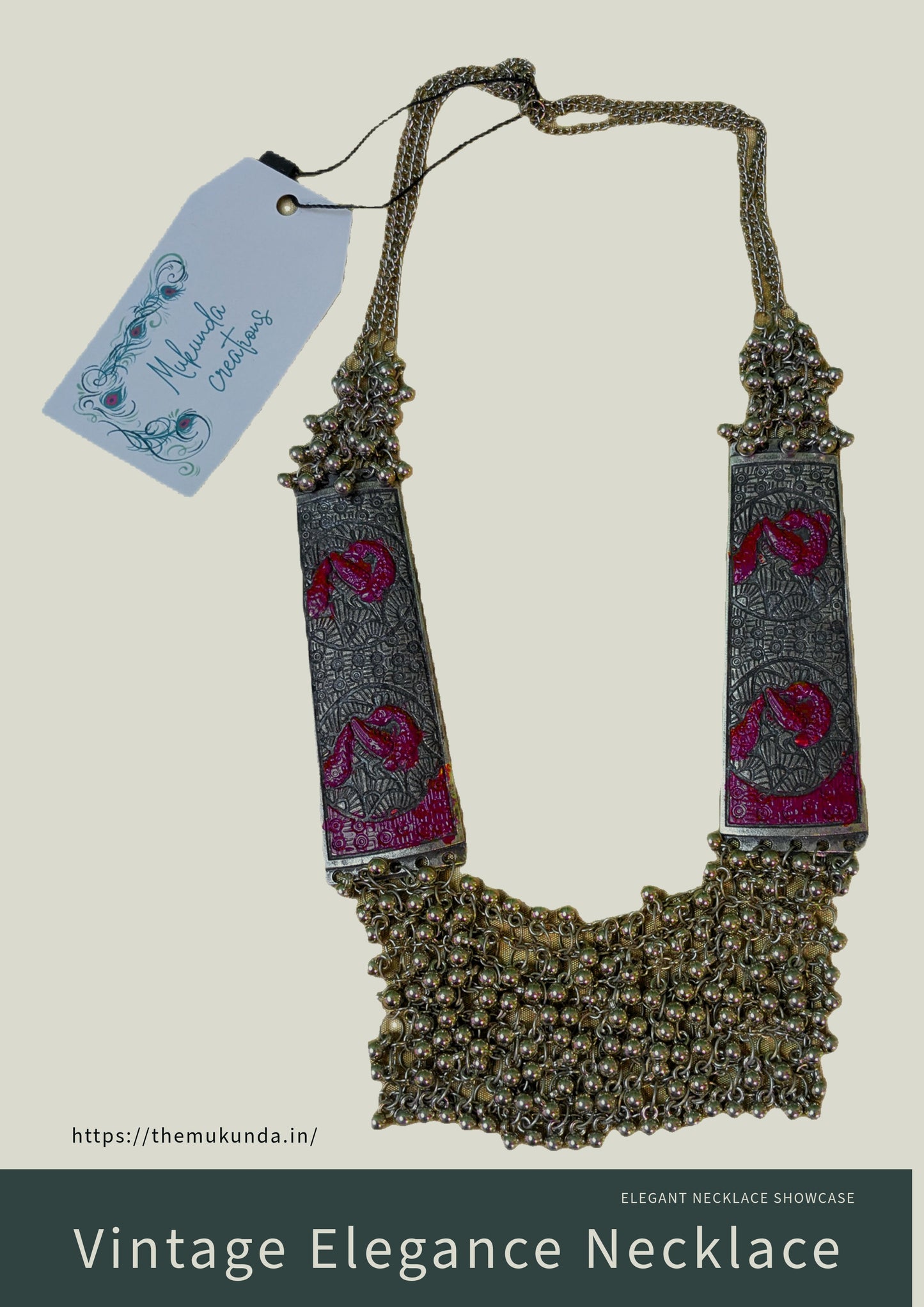 Tribal Purple Floral Statement Necklace