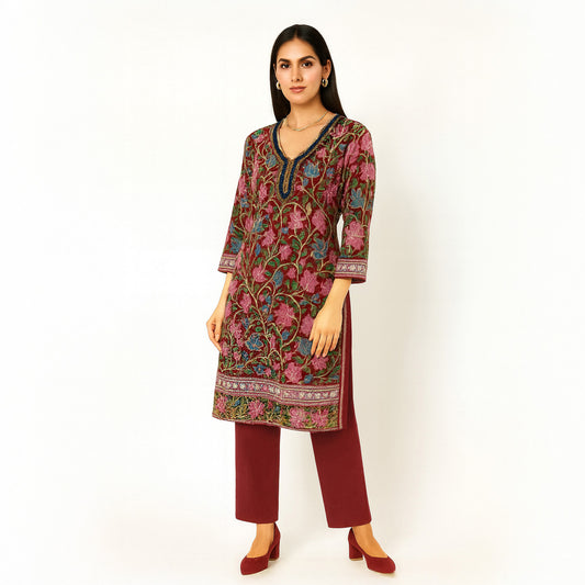 Heavy Embroidered Floral semi-stitched Kurti