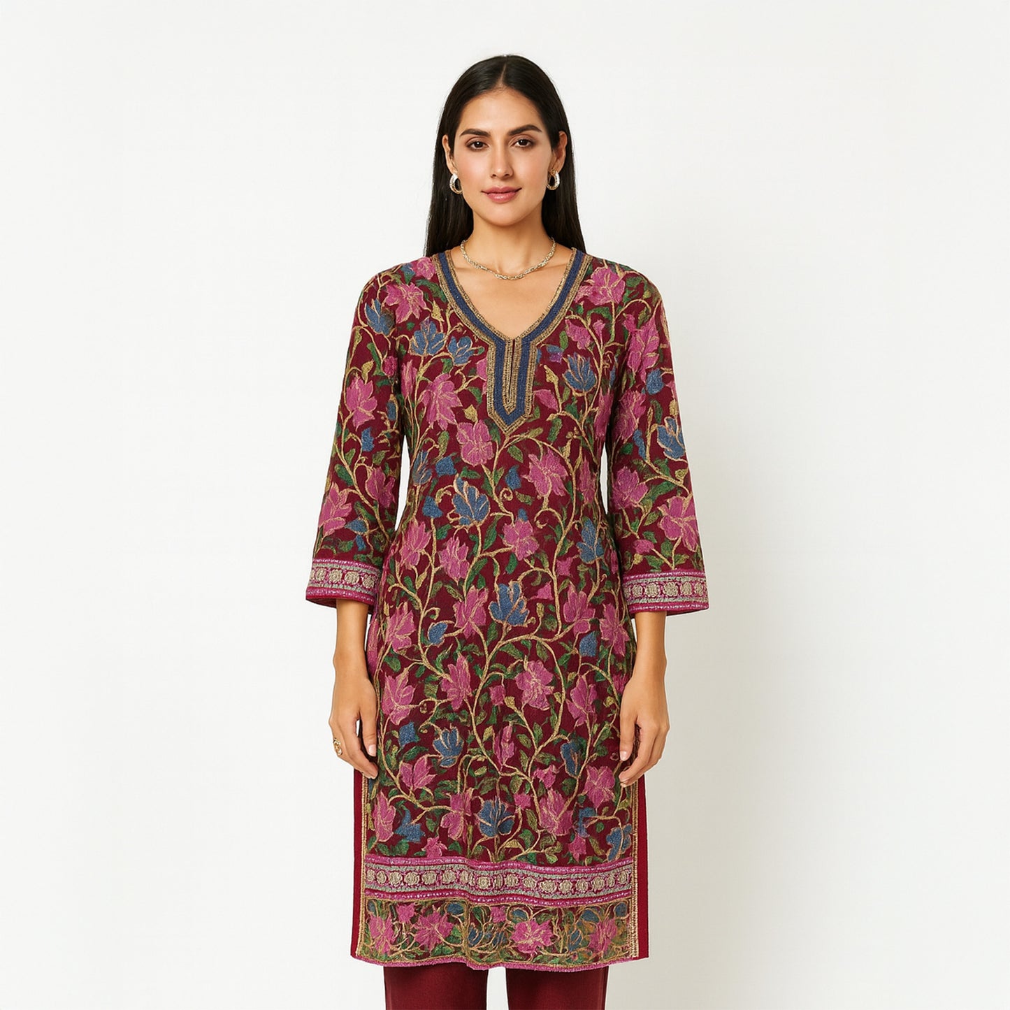 Heavy Embroidered Floral semi-stitched Kurti