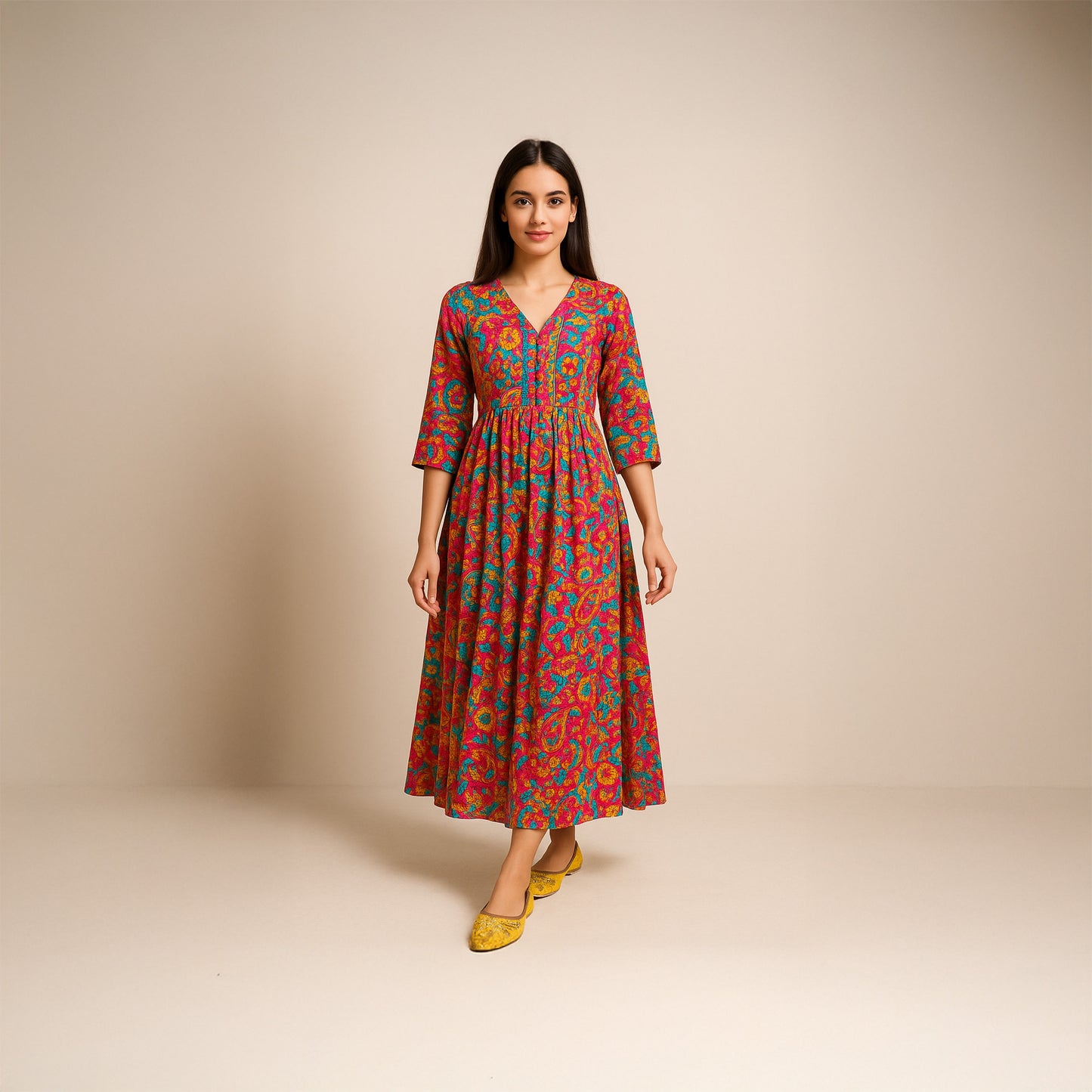 Handcrafted Yellow Juttis with Floral Moti Embiodery