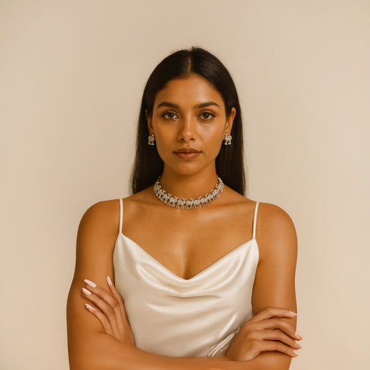 Oxidised Silver Camel Necklace and Earrings Set