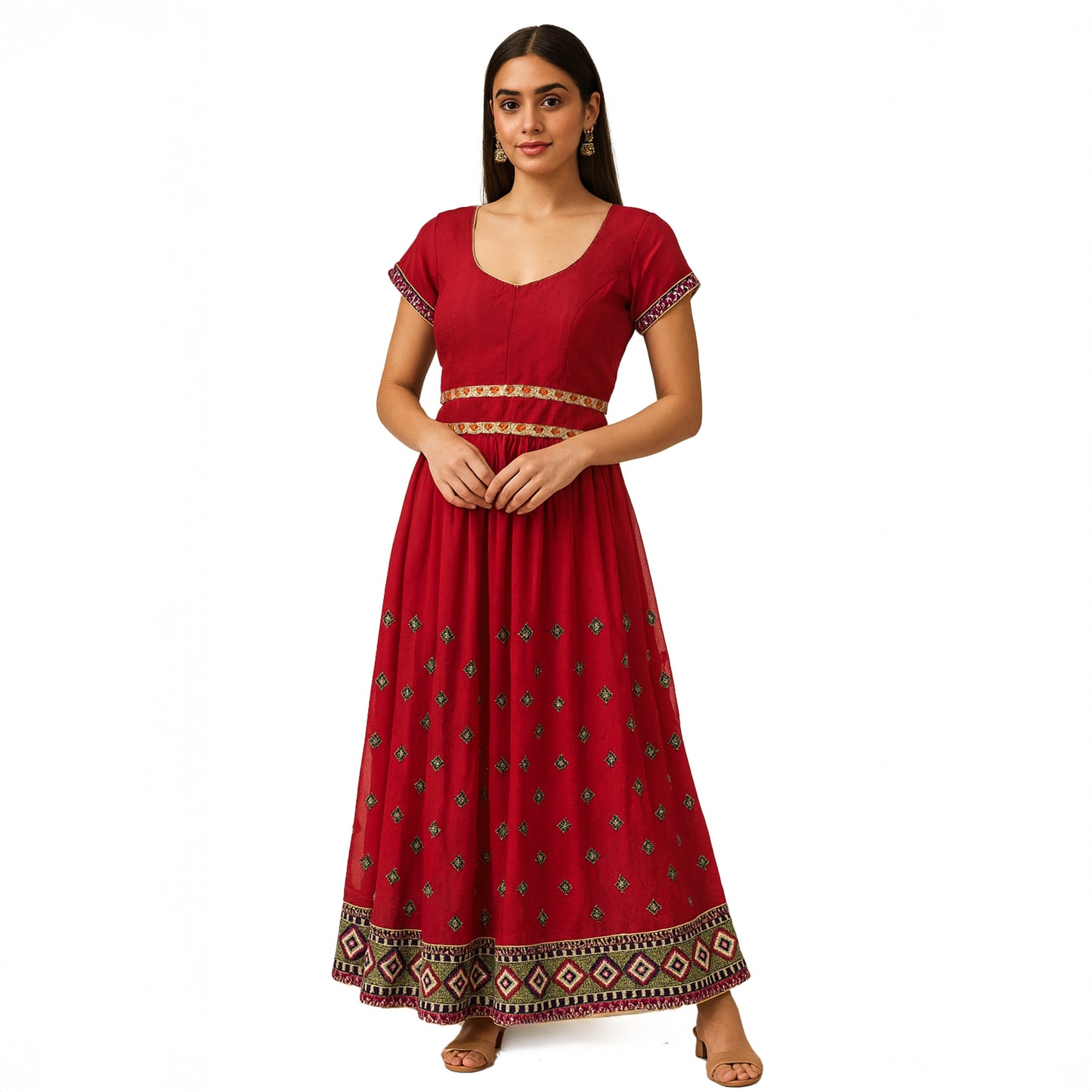 Red Embroidered Lehenga Set with Dupatta