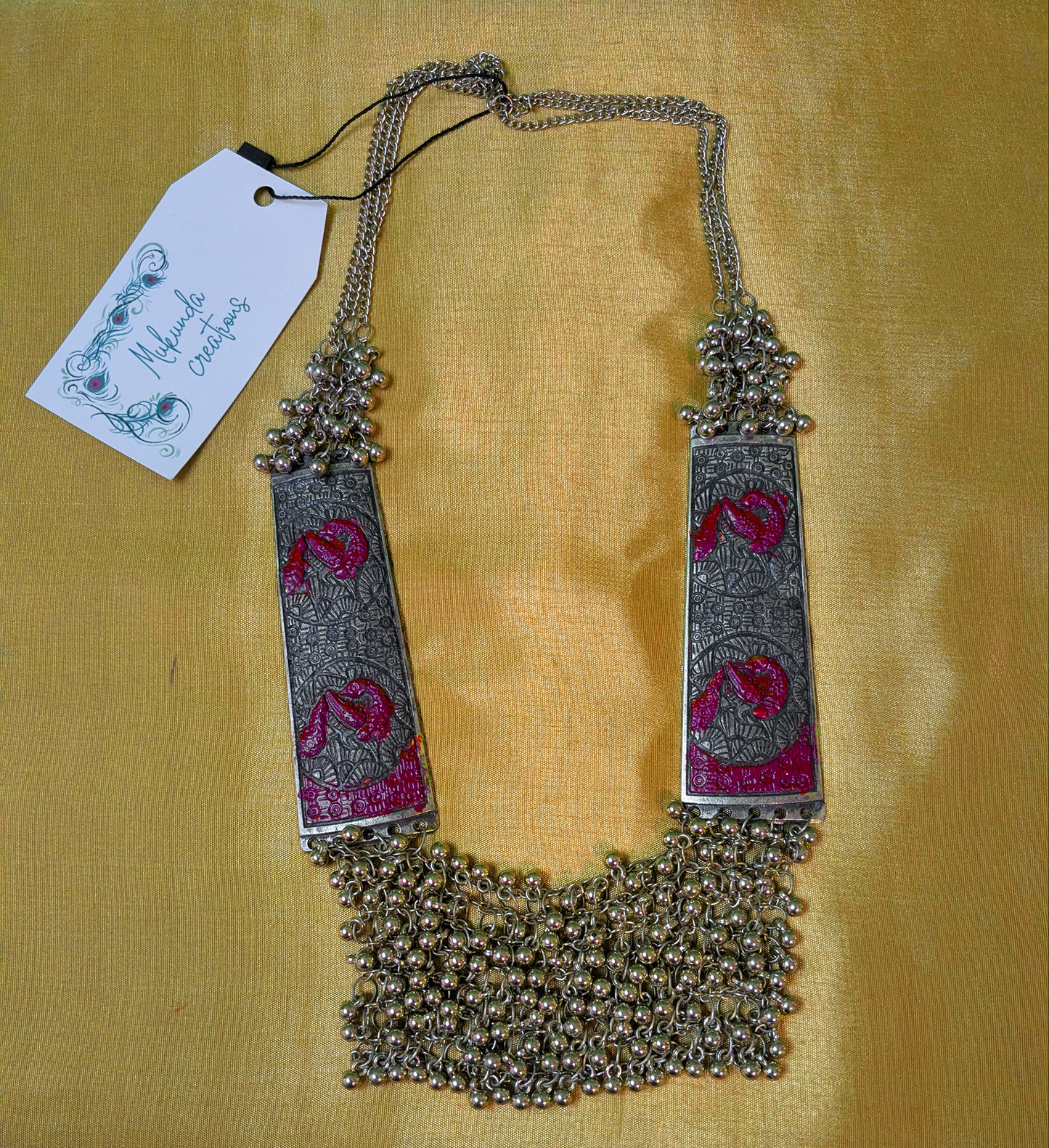 Tribal Purple Floral Statement Necklace