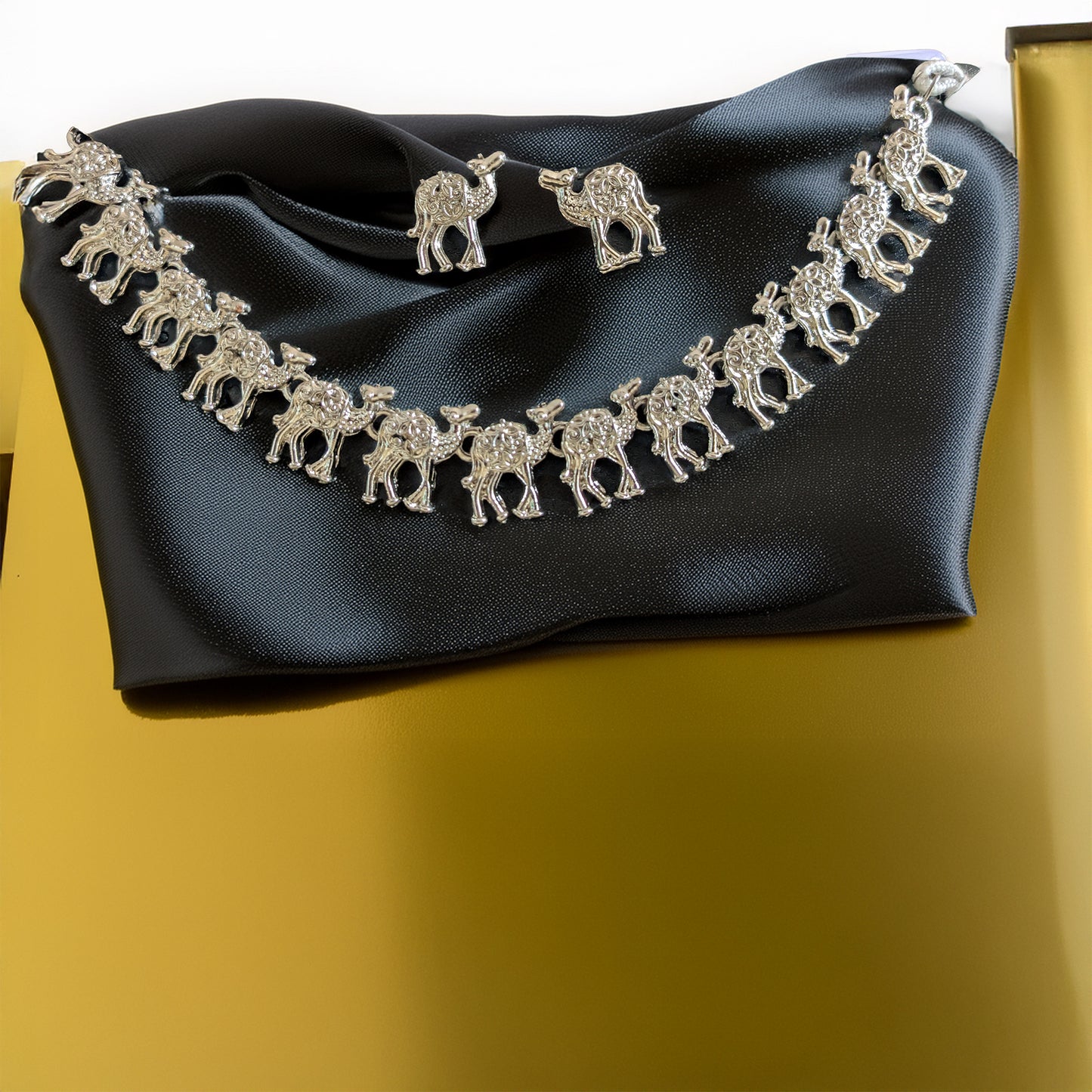 Oxidised Silver Camel Necklace and Earrings Set