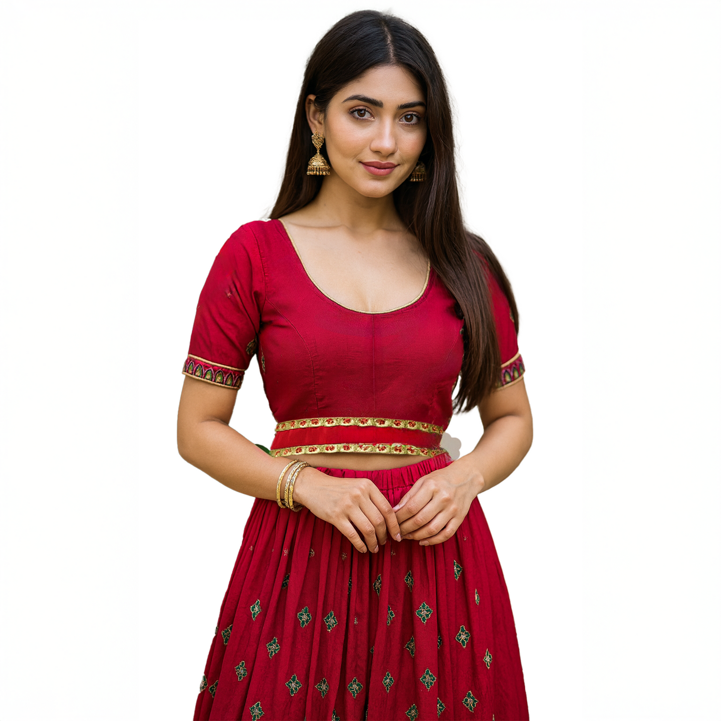 Red Embroidered Lehenga Set with Dupatta