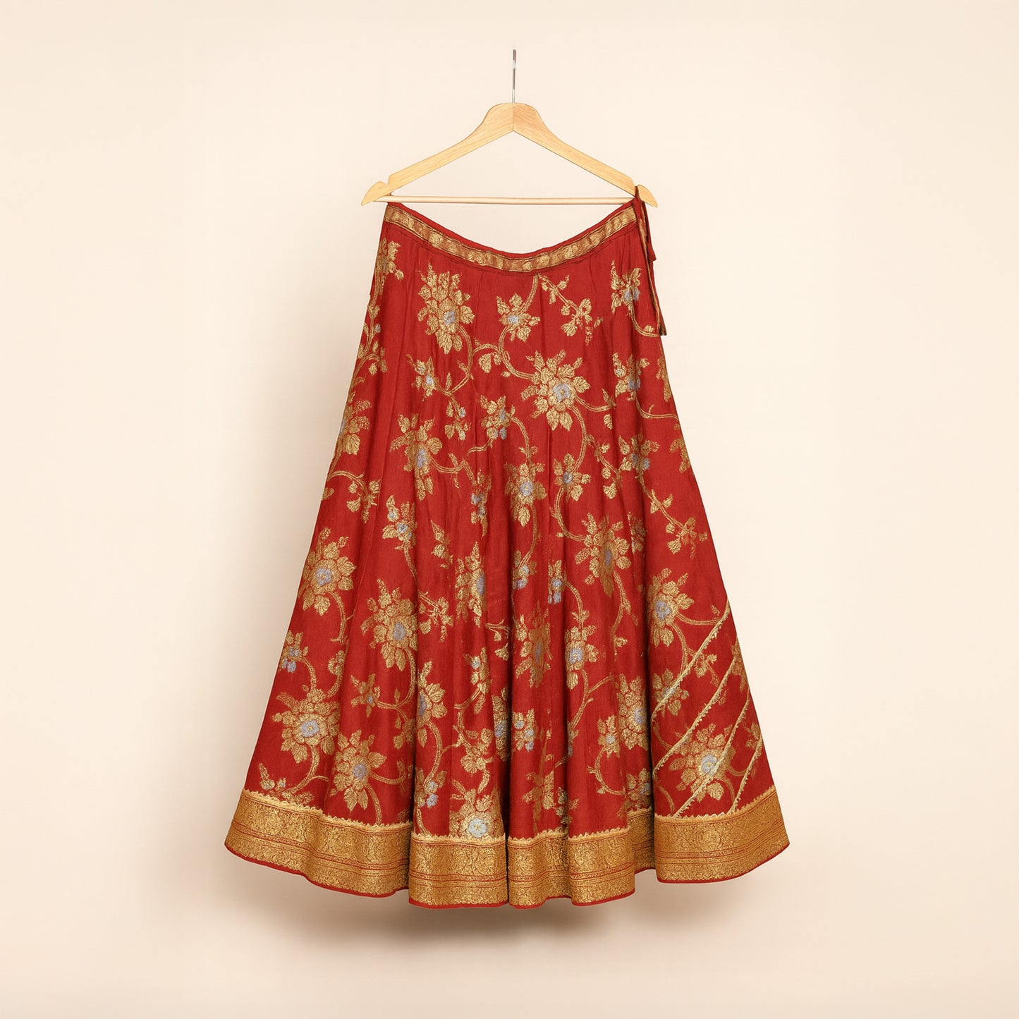 Pre-stitched free size Elegant Red Banarasi Lehenga  Choli in Jari and Brocade Work