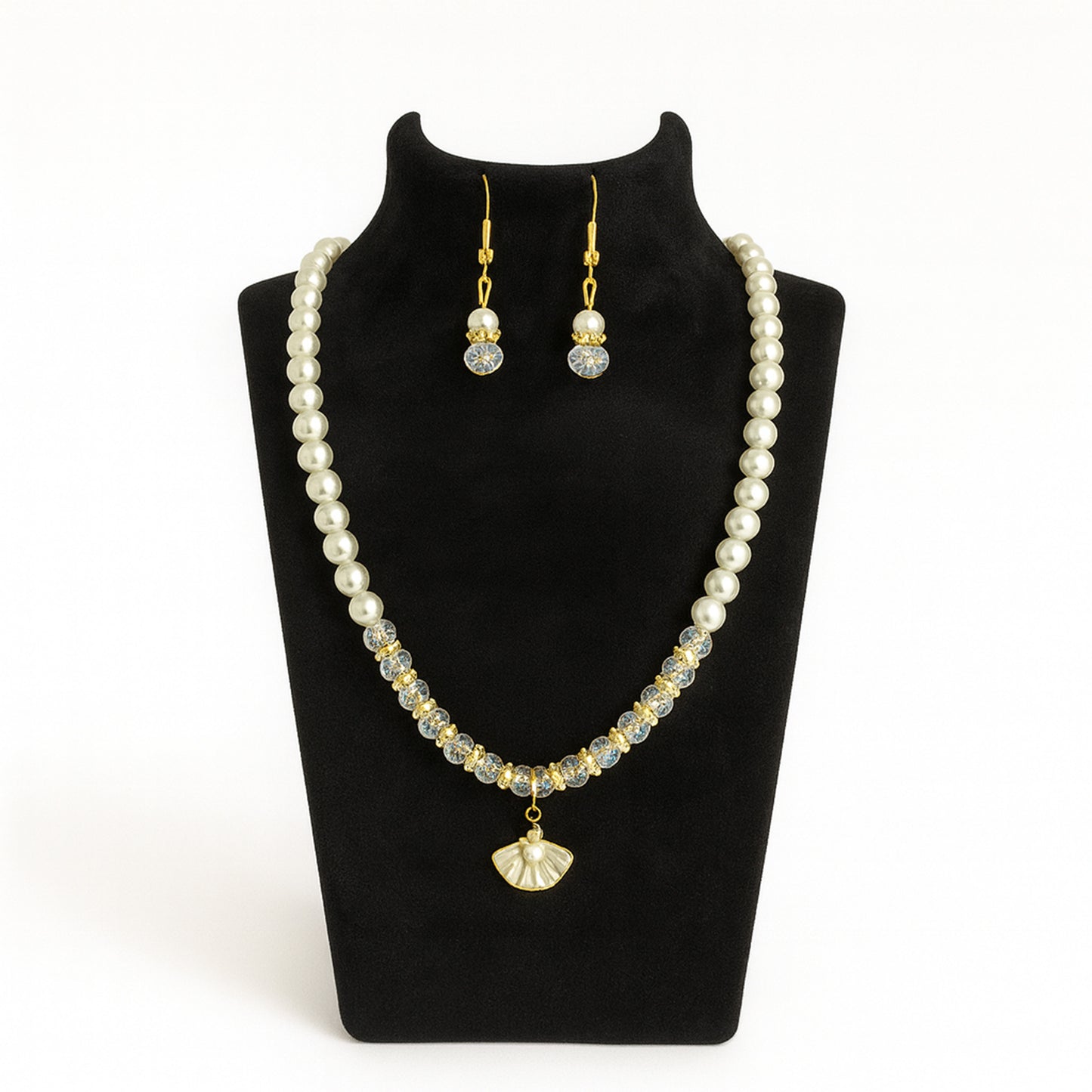 White Pearl Shell Necklace Set with Earrings